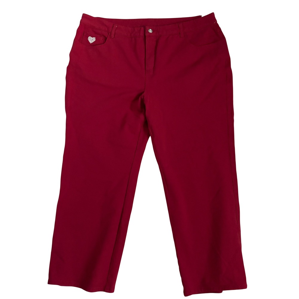 Quacker Factory 1x DreamJeannes Wine Fully Functionable 5 Pocket Boot Cut Pants